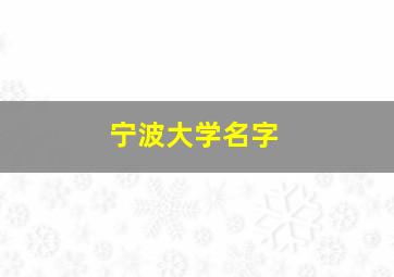 宁波大学名字