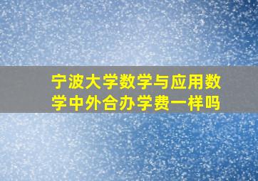 宁波大学数学与应用数学中外合办学费一样吗