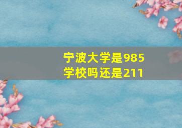 宁波大学是985学校吗还是211