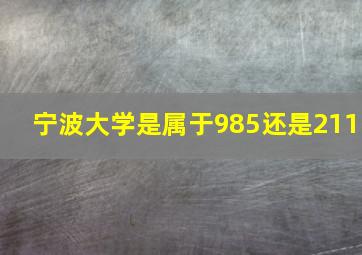 宁波大学是属于985还是211