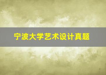 宁波大学艺术设计真题