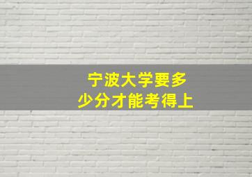 宁波大学要多少分才能考得上