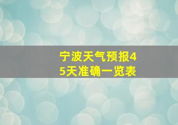 宁波天气预报45天准确一览表