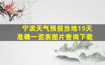 宁波天气预报当地15天准确一览表图片查询下载