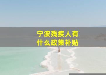 宁波残疾人有什么政策补贴