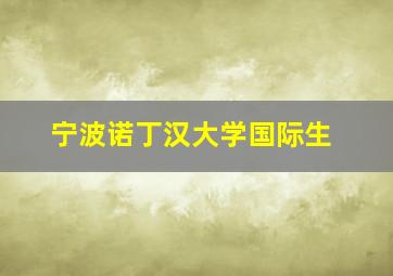 宁波诺丁汉大学国际生