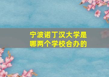 宁波诺丁汉大学是哪两个学校合办的