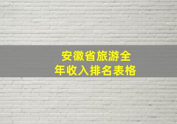 安徽省旅游全年收入排名表格