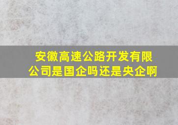 安徽高速公路开发有限公司是国企吗还是央企啊