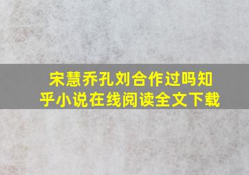 宋慧乔孔刘合作过吗知乎小说在线阅读全文下载