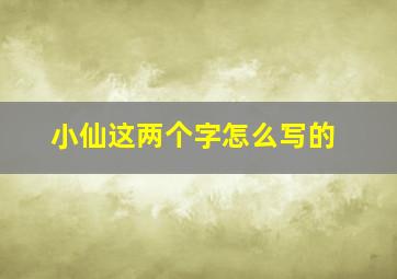 小仙这两个字怎么写的