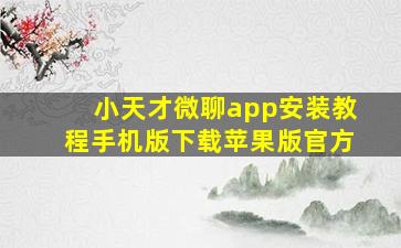 小天才微聊app安装教程手机版下载苹果版官方