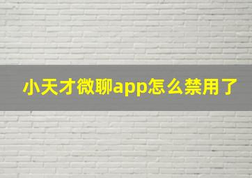 小天才微聊app怎么禁用了