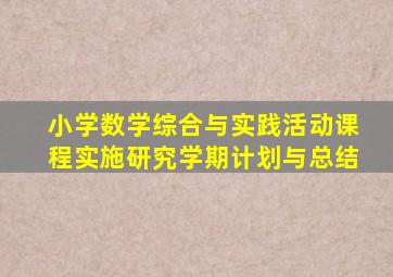 小学数学综合与实践活动课程实施研究学期计划与总结