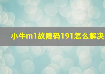 小牛m1故障码191怎么解决