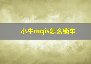 小牛mqis怎么锁车