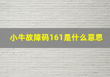 小牛故障码161是什么意思