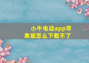 小牛电动app苹果版怎么下载不了