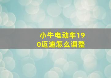 小牛电动车190迈速怎么调整