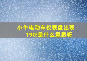 小牛电动车仪表盘出现190!是什么意思呀