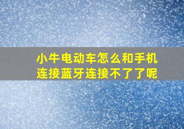 小牛电动车怎么和手机连接蓝牙连接不了了呢