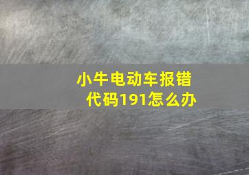 小牛电动车报错代码191怎么办