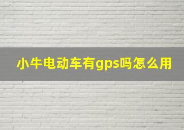 小牛电动车有gps吗怎么用