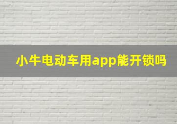 小牛电动车用app能开锁吗