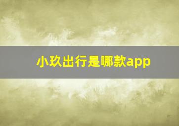 小玖出行是哪款app