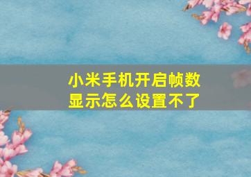 小米手机开启帧数显示怎么设置不了