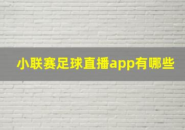 小联赛足球直播app有哪些