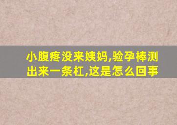 小腹疼没来姨妈,验孕棒测出来一条杠,这是怎么回事