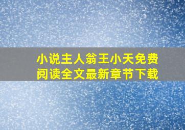 小说主人翁王小天免费阅读全文最新章节下载