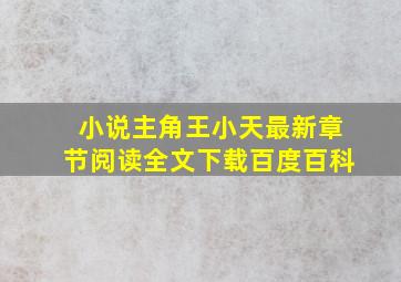 小说主角王小天最新章节阅读全文下载百度百科