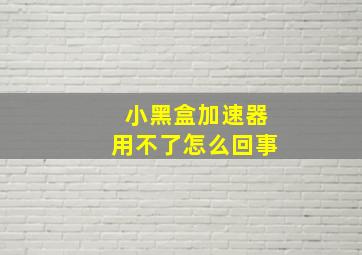 小黑盒加速器用不了怎么回事