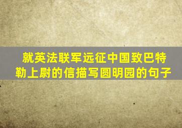 就英法联军远征中国致巴特勒上尉的信描写圆明园的句子