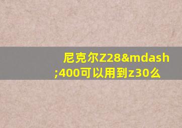 尼克尔Z28—400可以用到z30么