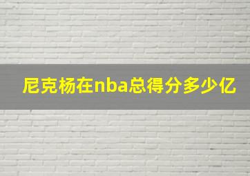 尼克杨在nba总得分多少亿