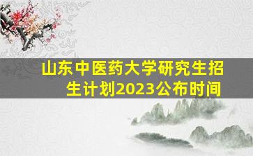 山东中医药大学研究生招生计划2023公布时间