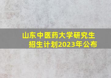 山东中医药大学研究生招生计划2023年公布