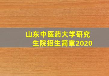 山东中医药大学研究生院招生简章2020