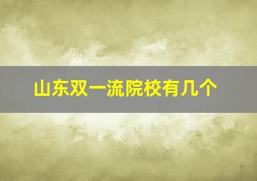 山东双一流院校有几个