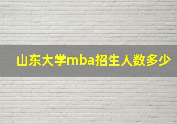 山东大学mba招生人数多少