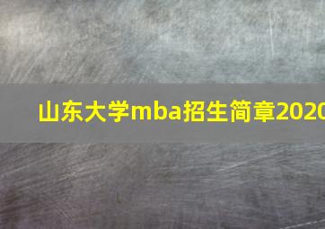 山东大学mba招生简章2020