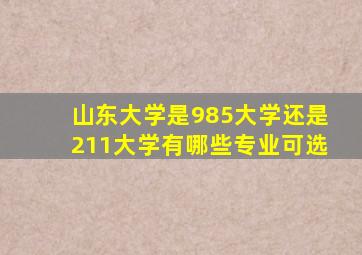 山东大学是985大学还是211大学有哪些专业可选