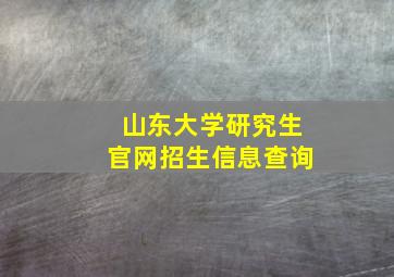 山东大学研究生官网招生信息查询