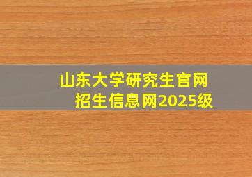 山东大学研究生官网招生信息网2025级