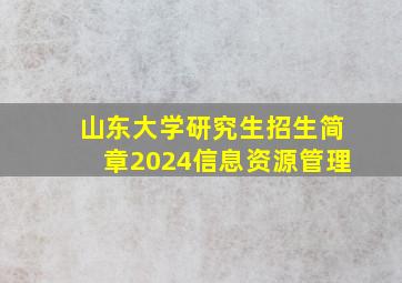 山东大学研究生招生简章2024信息资源管理