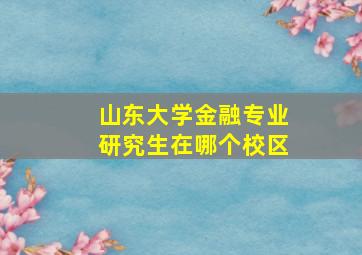 山东大学金融专业研究生在哪个校区