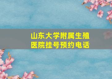 山东大学附属生殖医院挂号预约电话